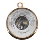 Miniature compensated pocket barometer, silvered dial, blued steel hand, 10.0gm, 24mm