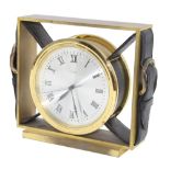 Hermes electric desk clock, the 4" silvered dial signed Hermes, Paris, Fab. Suisse, within a