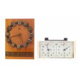 Two Vega (USSR) clocks: chess top clock and a battery electric wall clock with C43 movement 59186 (