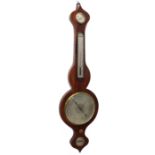 Rosewood four glass wheel barometer signed Sexty Bros Grantham, the 8" principal silvered dial