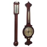 Irish mahogany stick barometer, the silvered scale signed I. Ribaldi, Limerick, over a flat trunk