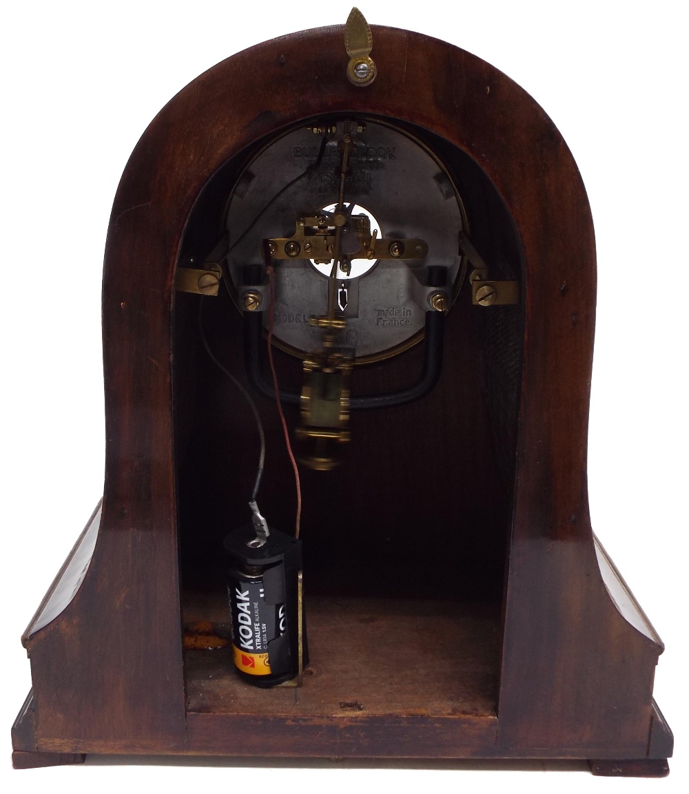 French mahogany electric mantel clock, the 4.5" silvered dial with skeletonised centre signed - Image 2 of 3