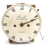 Good English double fusee bracket clock movement, the 7" white painted convex dial signed French,