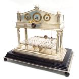 Congreve style rolling ball clock probably made by Dent of London, the triangular pediment with