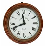Ducastel-Blandin 12" electric slave dial clock, within a stained turned wooden surround
