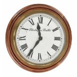 Electrique Brillie 12" slave dial wall clock within a stained wooden turned surround