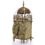 Good English brass hook and spike lantern clock with re-converted balance wheel escapement, the 6.