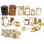 Various complete and incomplete carriage clocks in need of rebuilding; also three Morocco cases