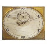 Interesting electric 11" silvered longcase clock dial, with subsidiary seconds dial, screwed to a