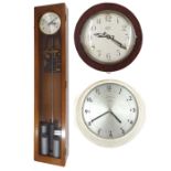 Good Synchronome electric wall clock, the 6.25" silvered dial within an oak glazed case, 50" high;