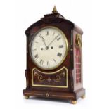 English mahogany double fusee bracket clock, the movement with locking pendulum and striking on a