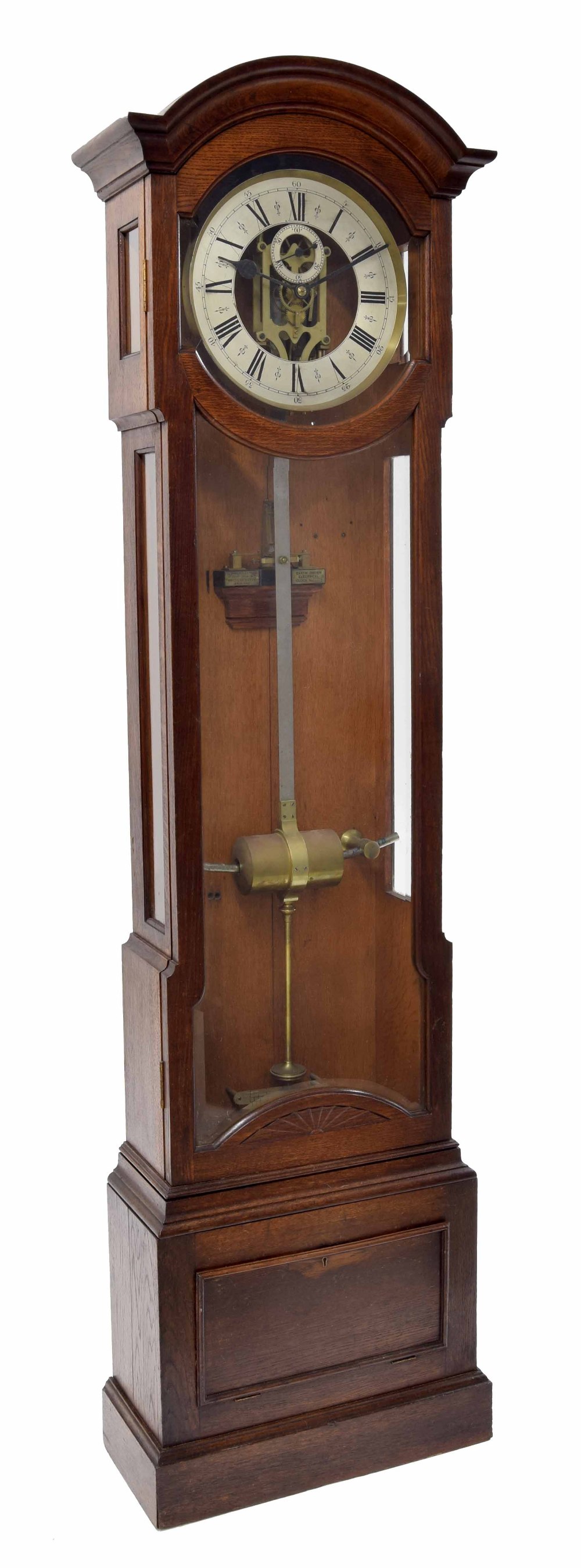 Good rare Bentley electric longcase earth driven master clock with switch mechanism, the 11.25"