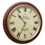 Mahogany single fusee 12" wall dial clock signed Dent, 4 Royal Exchange & 61, Strand, London no.