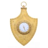 Good ormolu sedan style boudoir clock with watch movement, the faux jewelled movement cover signed