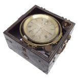 Russian two day marine chronometer in need of restoration, the 3.75" silvered dial signed J.