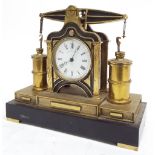 Interesting ormolu industrial beam engine clock timepiece in the manner of Andre Romain Guilmet, the