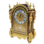 Fine French ormolu and tortoiseshell three train bracket clock in need of restoration, the 9.5"