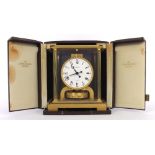 Good Jaeger LeCoultre Atmos mantel clock, the 4.5" white dial within a pillared and gadrooned