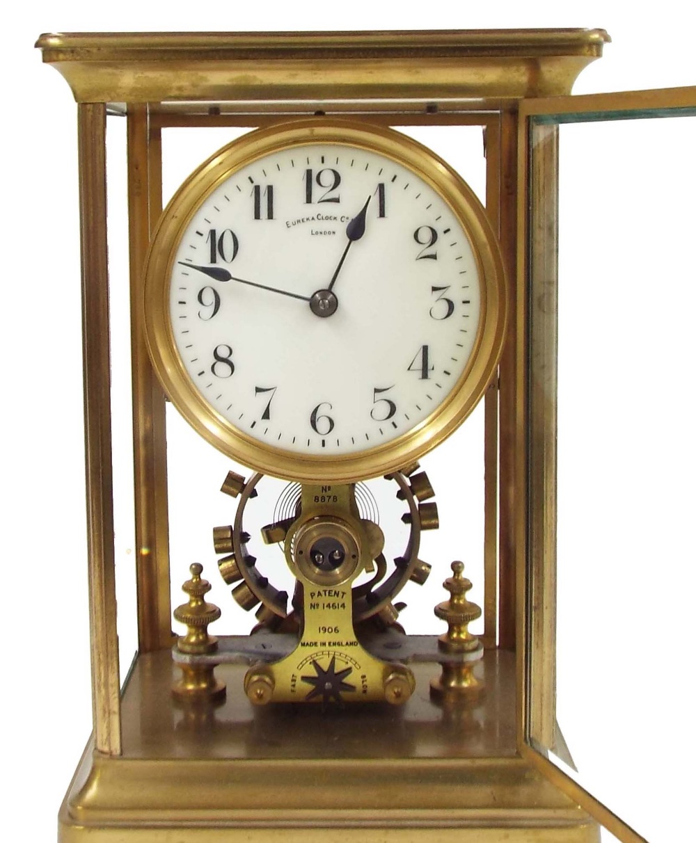 Eureka Clock Co Limited four glass electric mantel clock, the 4.25" cream dial over the movement and - Image 2 of 3