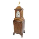 Fine English burr walnut and ormolu mounted triple fusee musical library clock by Frodsham & Son,