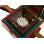 Good mahogany cased eight day deck clock, the 2.75" white dial signed Waltham Watch Co., with