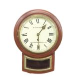 Mahogany single fusee 8" drop dial wall clock signed Atkinson & Co, Westminster Bridge Road,