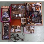 Very large quantity of small clock movement parts, spares and fittings etc