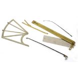 Fine early rare antique brass and whalebone drill bow, 15.5" long and another drill bow; also a