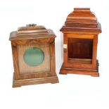 Contemporary mahogany bracket clock case with aperture for a 7" x 6" rectangular dial, with