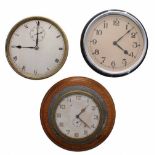 Brass ship's bulkhead style clock, the 5.5" silvered dial with subsidiary seconds dial; also an