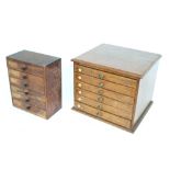 Small oak chest of six long drawers containing various tools, including small drill bits, arbours