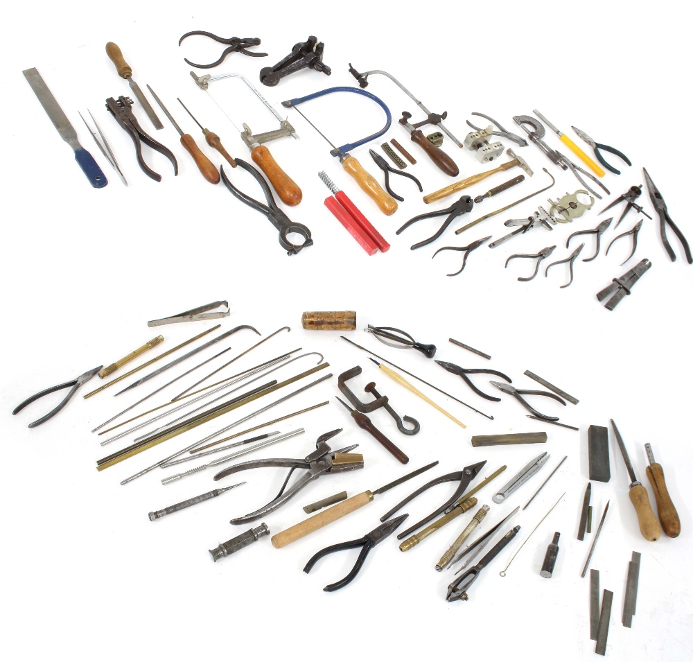 Quantity of various tools, including many differing pairs of pliers, hacksaws and files etc