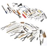 Quantity of various tools, including many differing pairs of pliers, hacksaws and files etc