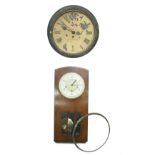 Mahogany single fusee 12" wall dial clock in need of extensive restoration; also a Smiths oak