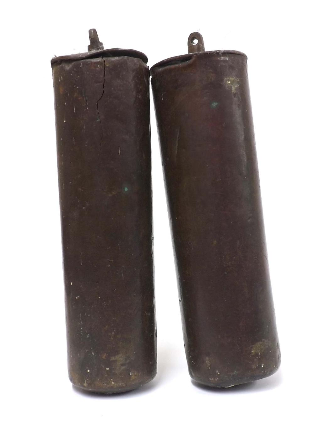 Pair of brass cased longcase clock weights (2)