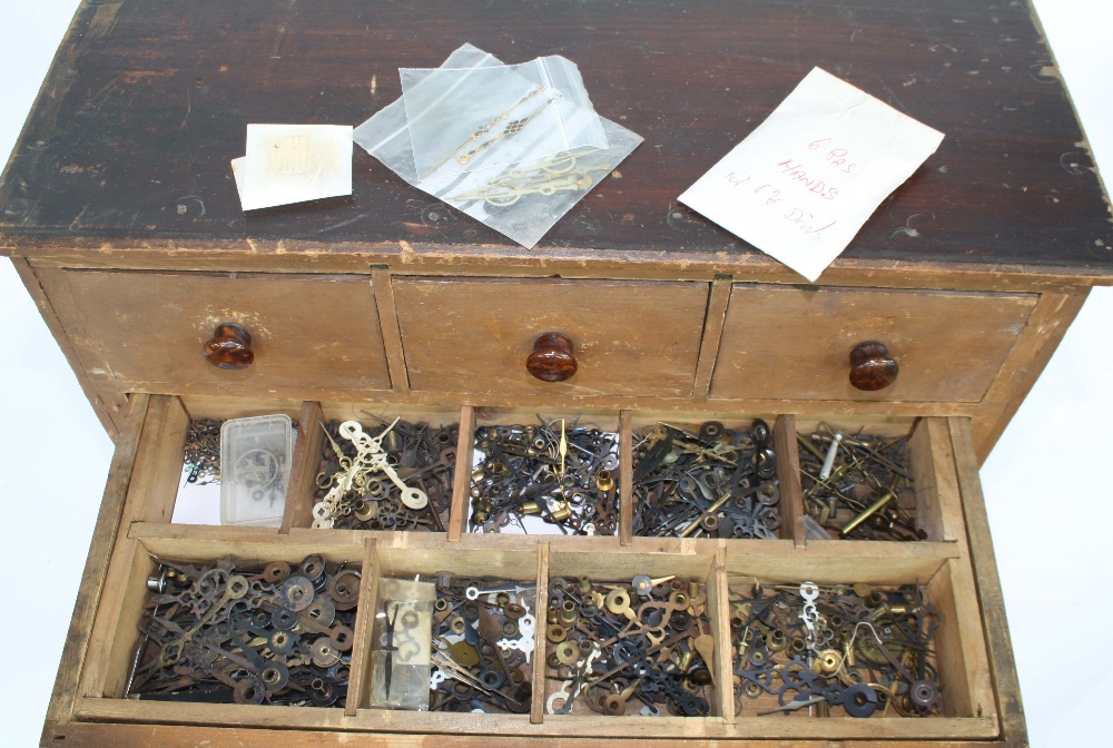 Small pine tool chest of three short over three long drawers, containing a large quantity of various - Image 3 of 6