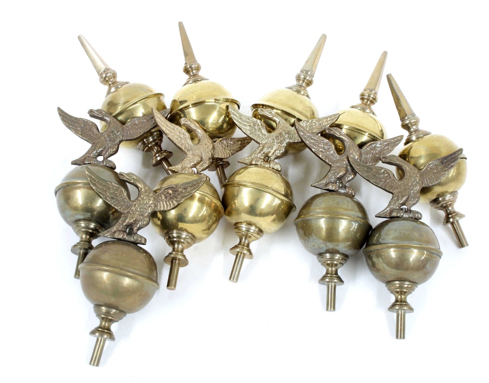 Eleven various longcase clock brass ball finials (11)