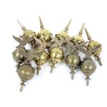 Eleven various longcase clock brass ball finials (11)