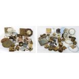 Quantity of incomplete clocks and clock parts, including cases, dial glasses and movements etc