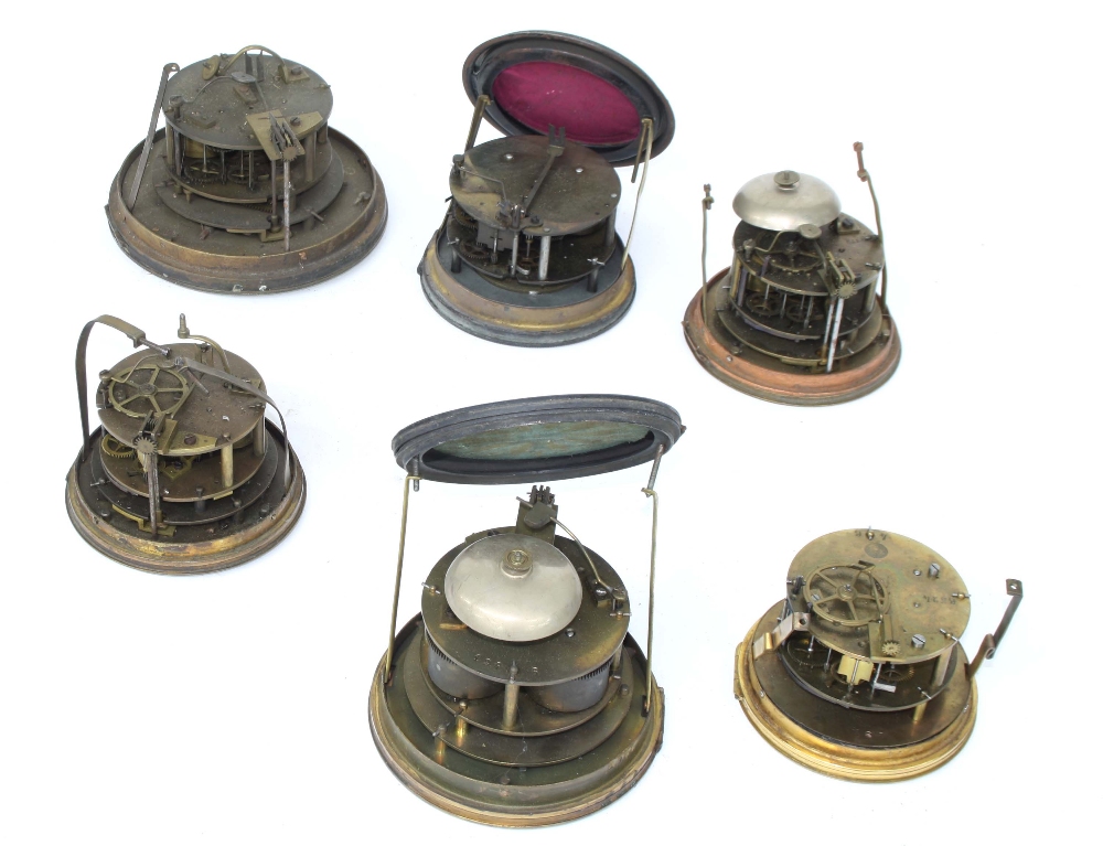 Four French circular two train movements with recessed visible escapements; also two other French - Image 2 of 2