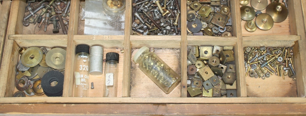 Small pine tool chest of three short over three long drawers, containing a large quantity of various - Image 4 of 6