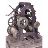 Good Large cast iron two train turret clock movement by Thos Cooke (b.1807 d.1868), inscribed on the