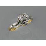 18ct gold and platinum heart shape round cut diamond solitaire ring, Birmingham 1968, 0.05ct approx,