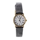 Raymond Weil 18k gold plated lady's wristwatch, ref. 5758, circular white dial with Roman numerals