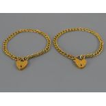 Child's 9ct bracelet with padlock clasp; together with a matching 9ct bracelet, 3.0gm (2)