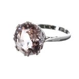 Rare platinum Padparadscha natural Corundum certified solitaire ring, cushion-cut, 6.40ct approx,