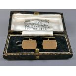 Pair of 9ct 1940s engine turned cufflinks, 7.8gm (boxed)