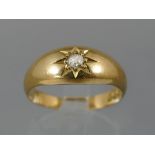 Antique 18ct old cut diamond set gypsy ring, Chester 1910, 0.1ct approx, ring size N, 4.0gm
