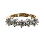 18ct five stone diamond ring, round brilliant-cut, 1.20ct, clarity SI, colour I-J, band width 5.5mm,