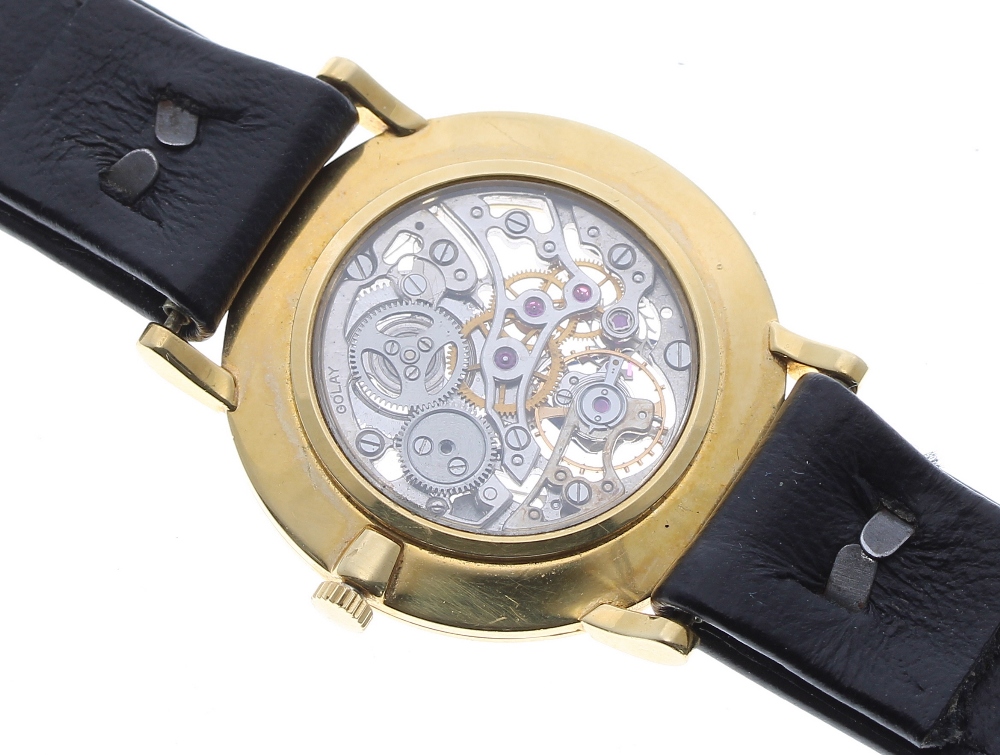 Bernard Golay 18ct gentleman's wristwatch, circular case with skeleton dial and exhibition back with - Image 2 of 2